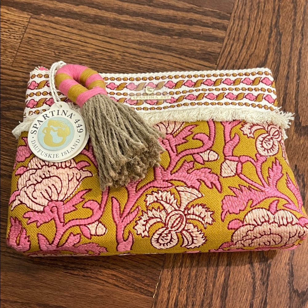 Spartina 449 Pink and Gold Floral Clutch